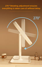 1 ~ 2 großer, quadratischer, drehbarer LED-Schminkspiegel – quadratischer Kosmetikspiegel mit verstellbarer Beleuchtung für Mädchenschlafsaal und den Heimgebrauch