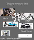 Multifunktionaler Schneeflockenschlüssel, Werkzeugstahl, achteckiger Sechskant, tragbar, 18-in-1-Mini-Universalschlüssel