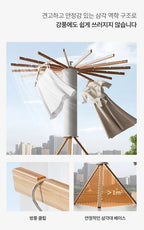 Zusammenklappbarer, drehbarer Wäscheständer, verstellbar um 360° °   Spin platzsparendes kompaktes Stativ mit Holzarmmen für die Organisation zu Hause