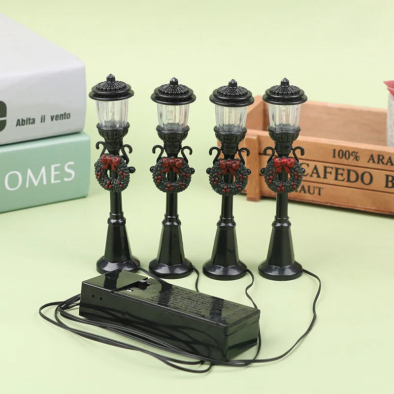 4 Teile/satz Weihnachten Mini Straßenlaterne Modelle Puppenhaus Straßenlaterne Micro-Landschaft Fee Garten Zubehör