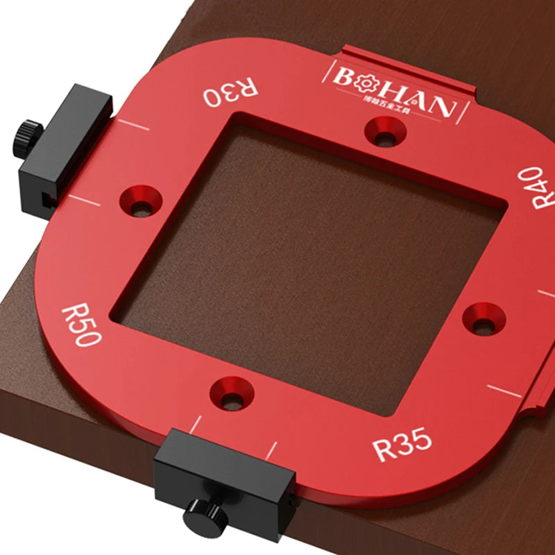 4-in-1-Positionierungsschablone für Bogenwinkel, Fräservorlagen R10-R50, Holzbearbeitungsradius, Jig-Eckenradius, wiederverwendbare Positionierungswerkzeuge