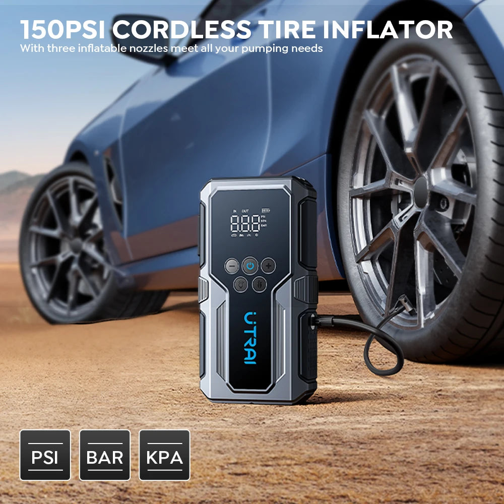 UTRAI 1500A Auto Starthilfe Power Bank Tragbare 150PSI Luftpumpe Auto Batterie Notfall Booster Start Gerät Auto Starter 2024