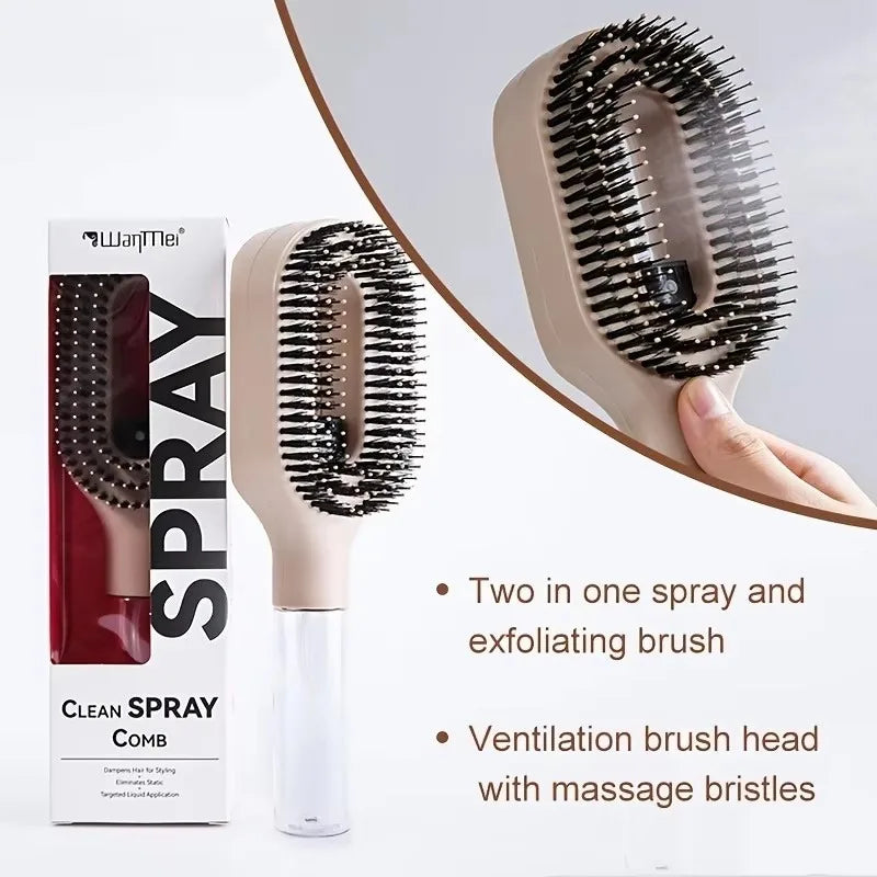 2-in-1 Haarkamm mit Sprühflasche – Kopfhautmassage & Styling | Nass & Trocken