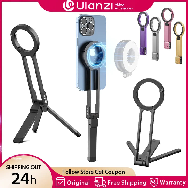 Ulanzi MA30 Magsafe Telefonstativ, doppelseitiger magnetischer Telefonhalter, Telefonständer für iPhone 16, 15, Outdoor-Reisen, Vlog, Live-Streaming
