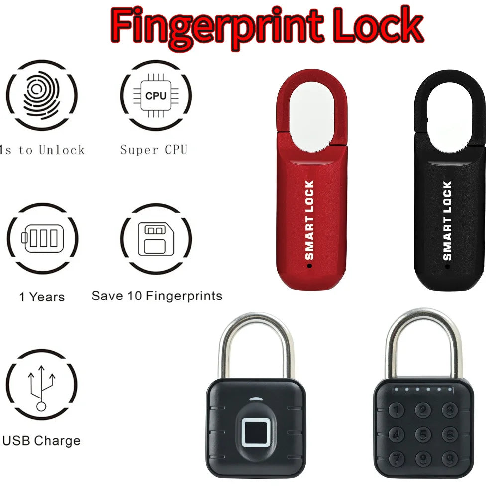 Mini Fingerabdruck Vorhängeschloss, USB Keyless Gepäckschloss, elektronisches Schloss, Smart biometrische Fingerabdruck, Türschloss schnell entsperren