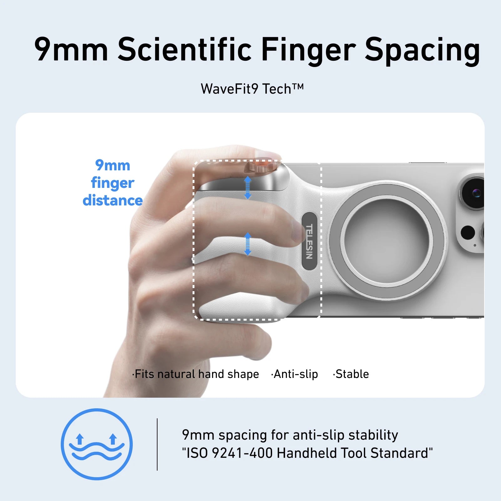 TELESIN- Telefonkamera-Handgriff, magnetischer Smartphone-Halter, Aufnahmehilfe, Fernbedienungsgriff für iPhone und Android-Telefon