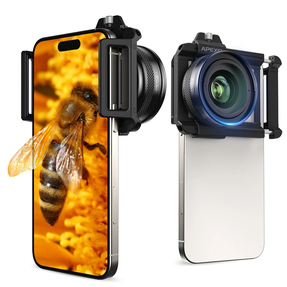 APEXEL 10-20x Zoom-Makroobjektiv-Set, Makrofotografie mit Smartphone und Universalclip für iPhone, Samsung, Xiaomi und die meisten anderen Smartphones