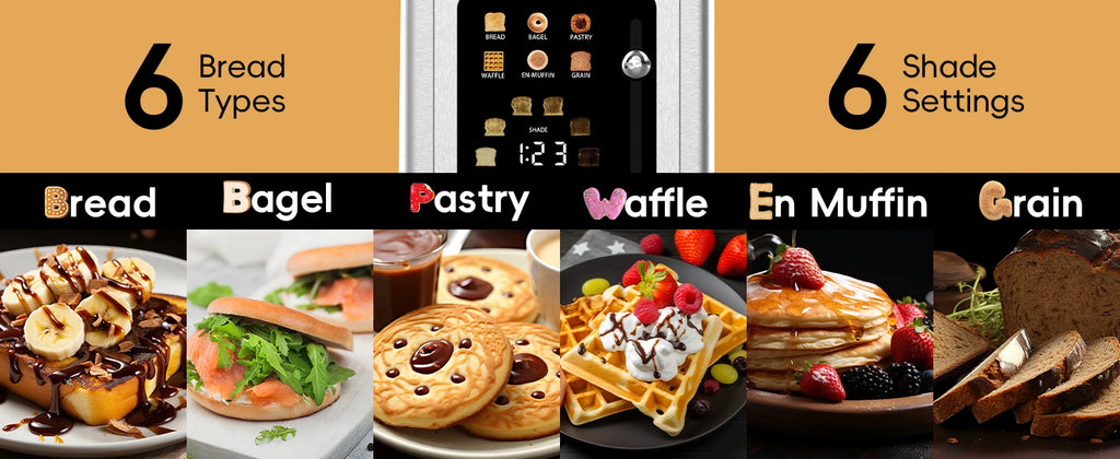 OMESER Küche Edelstahl Zwei Scheiben Toaster Touchscreen Hause Automatische Brot Toaster Frühstück Maschine 6 Bräunungsstufen