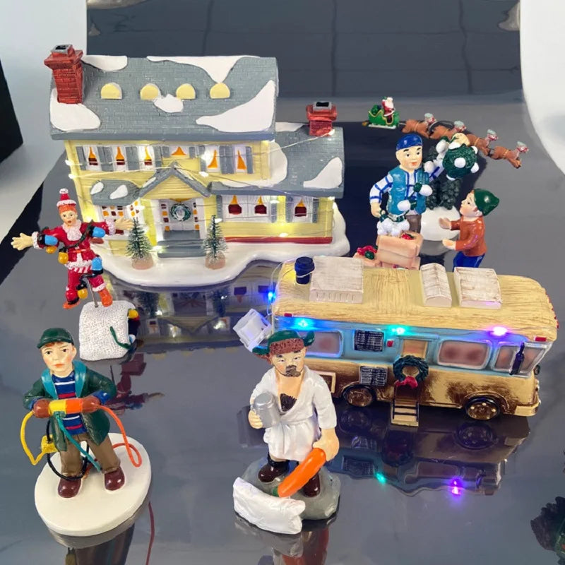 Weihnachtsschmuck Geschenk Alter Mann Auto Haus Harz Kleine Weihnachtsstatue Griswold Villa Home Desktop Figur Gartendekorationen