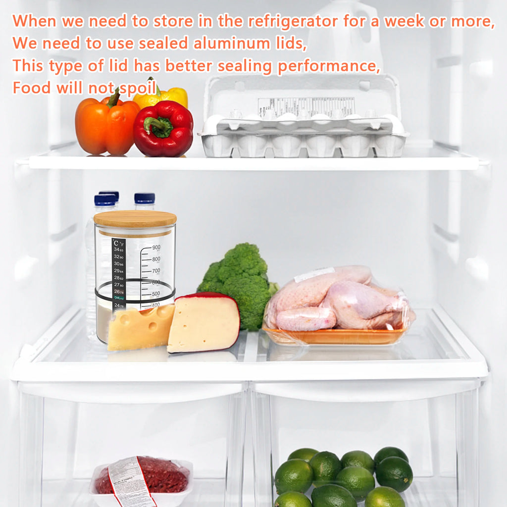 900 ml Sauerteig-Starterglas-Set, klares Glas, hitzebeständig, Sauerteig-Starterbehälter, Backen, Gärglas, Lebensmittelaufbewahrung