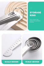 Messlöffel aus Edelstahl, 4/6/7/8-teiliges Set mit Skala, Messlineal, Löffel, Küche, Kaffee, Backen, Messwerkzeug-Set