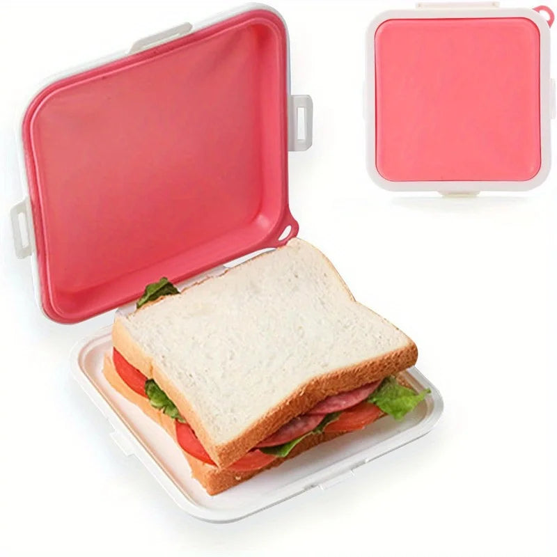 Sandwich-Behälter, Silikon-Sandwich-Aufbewahrungsbox für Mittagessen, Reisen – Abbrechen für Obst, Salat, Snacks und Lebensmittelaufbewahrung