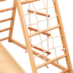 7-in-1 Multifunktionales Klettergerüst aus Holz mit Rutsche und Schaukel, Kletterleiter/Netz/Steinen, Indoor-Spielplatzspielzeug für Kinder ab 3 Jahren