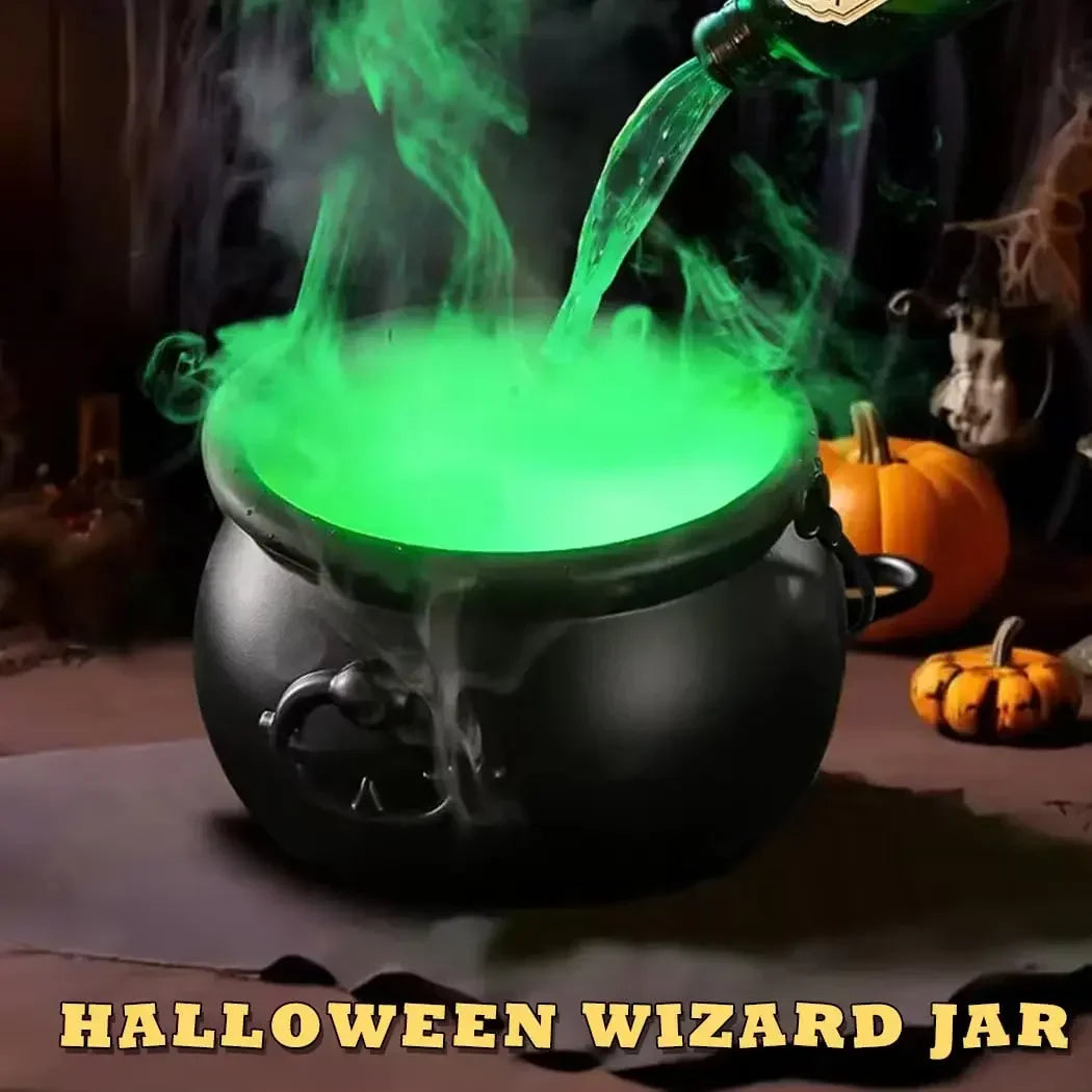 Halloween Hexenkessel mit LED & Nebelmaschine – Schwebende Tränkflasche, Grüner Nebel
