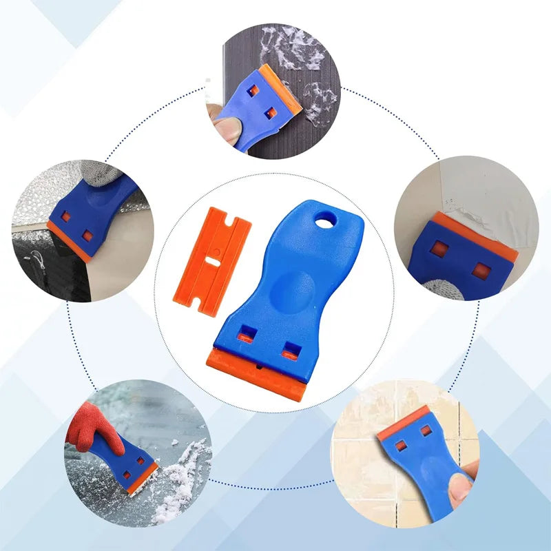 Auto-Aufkleber-Entferner-Schaber, 100 Stück, Kunststoffklingen zum Entfernen von Kleber, Schaben, Aufklebern, Etiketten und Abziehbilder aus Glas, Windschutzscheiben