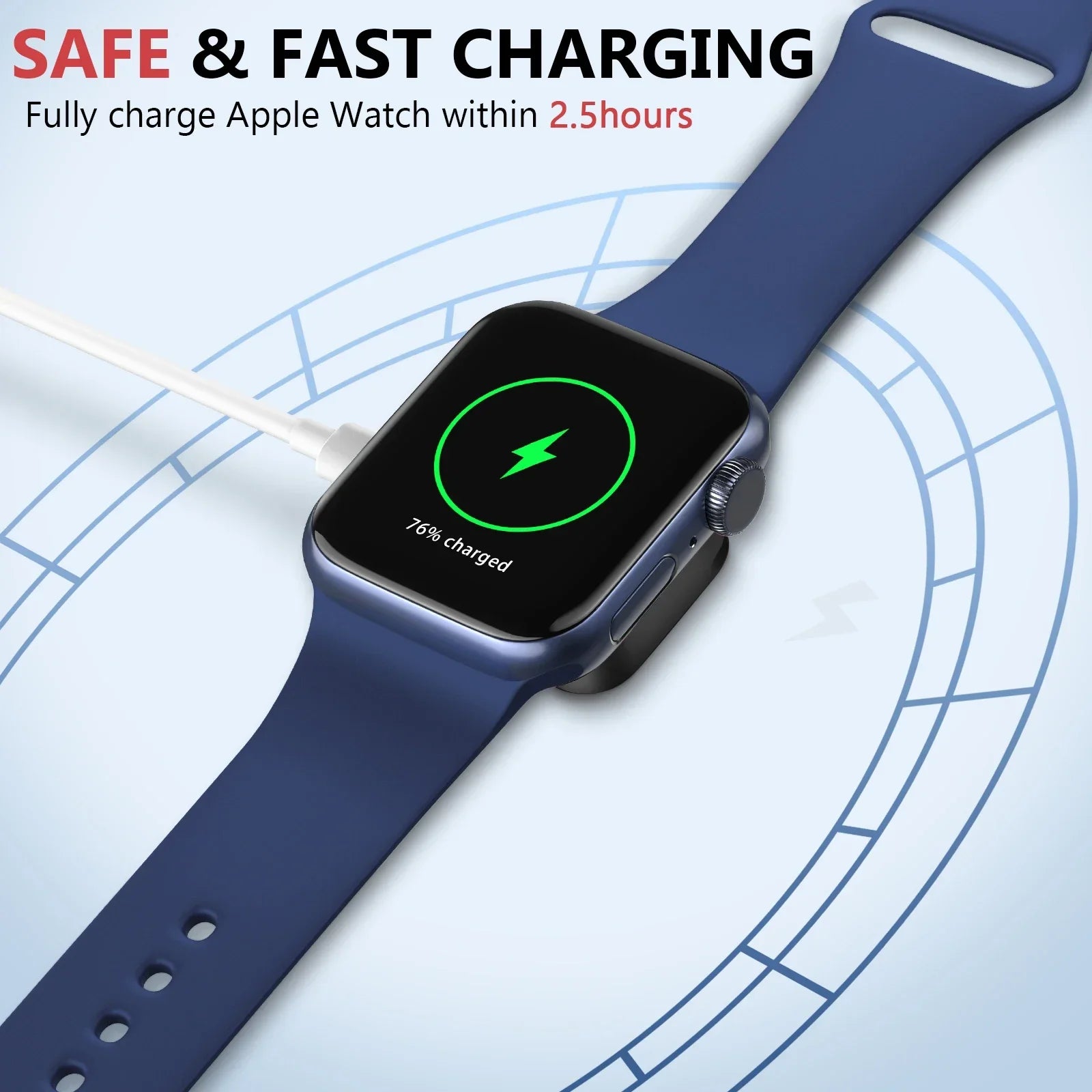 Tragbares kabelloses Uhrenladegerät, Typ C, 8-polig, Zwei Schnittstellen für Apple Watch S9 8 7 6 5 4 3 2 1 SE Ultra Series, Schnellladegerät