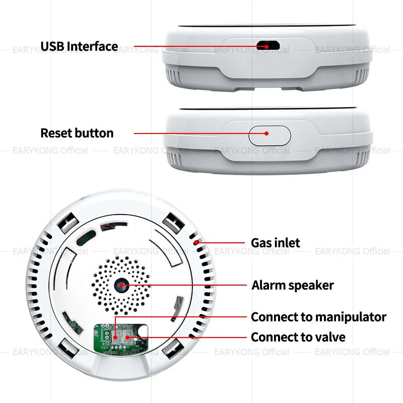 Tuya WiFi gas detector for home LPG natural gas leak alarm LED display, leak sensor, smart life app control