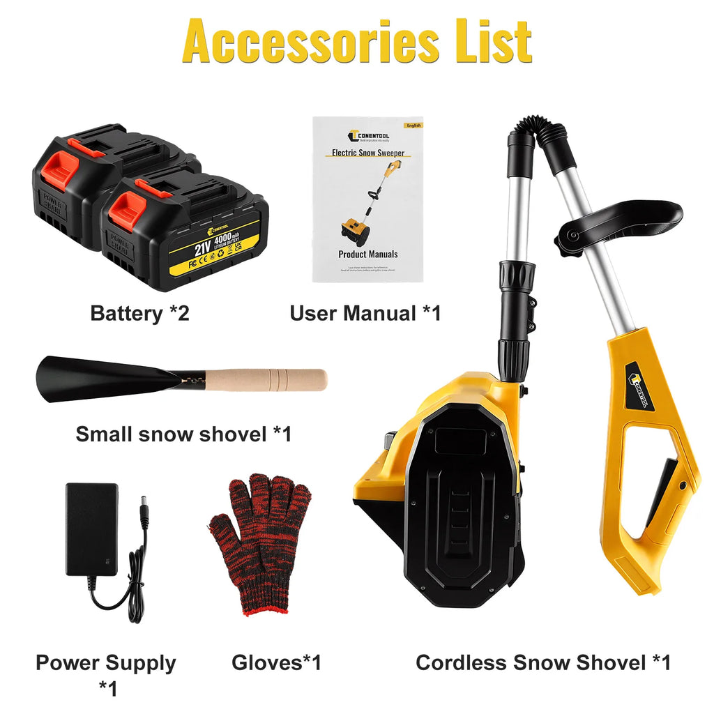 CONENTOOL 33000 U/min 1500 W faltbare elektrische Schneeschaufel 21 V Akku-Schneereiniger Schneefräse Gartengeräte für Makita 18 V Akku