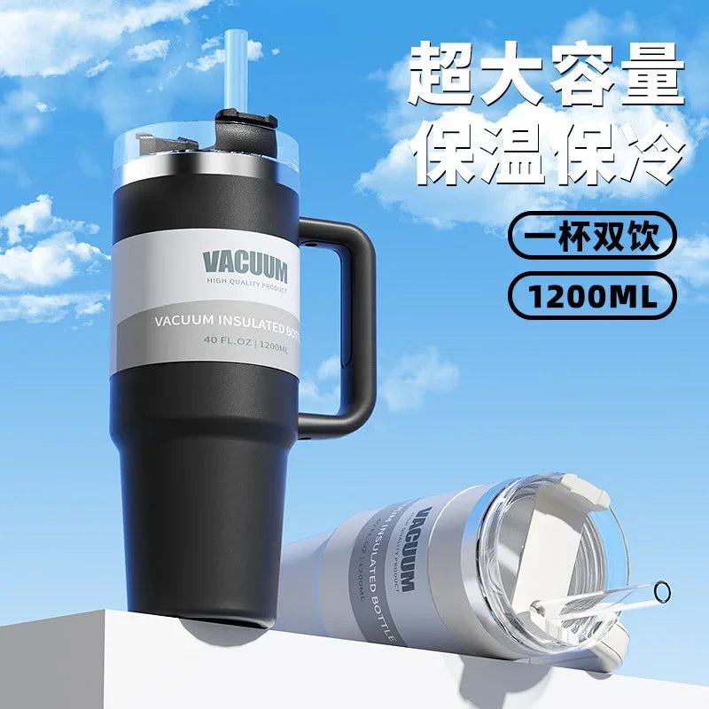 40-Unzen-Autobecher, isolierter Strohbecher aus Edelstahl 304, Eisbecher, Auto-Wasserbecher