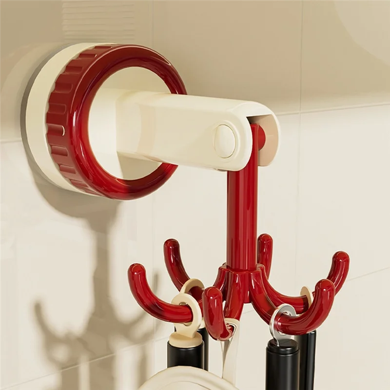 GOOD-360 Grad drehbarer Klapphaken, selbstklebende Saugnapfhaken, drehbarer Küchenutensilienhalter, Schwarz