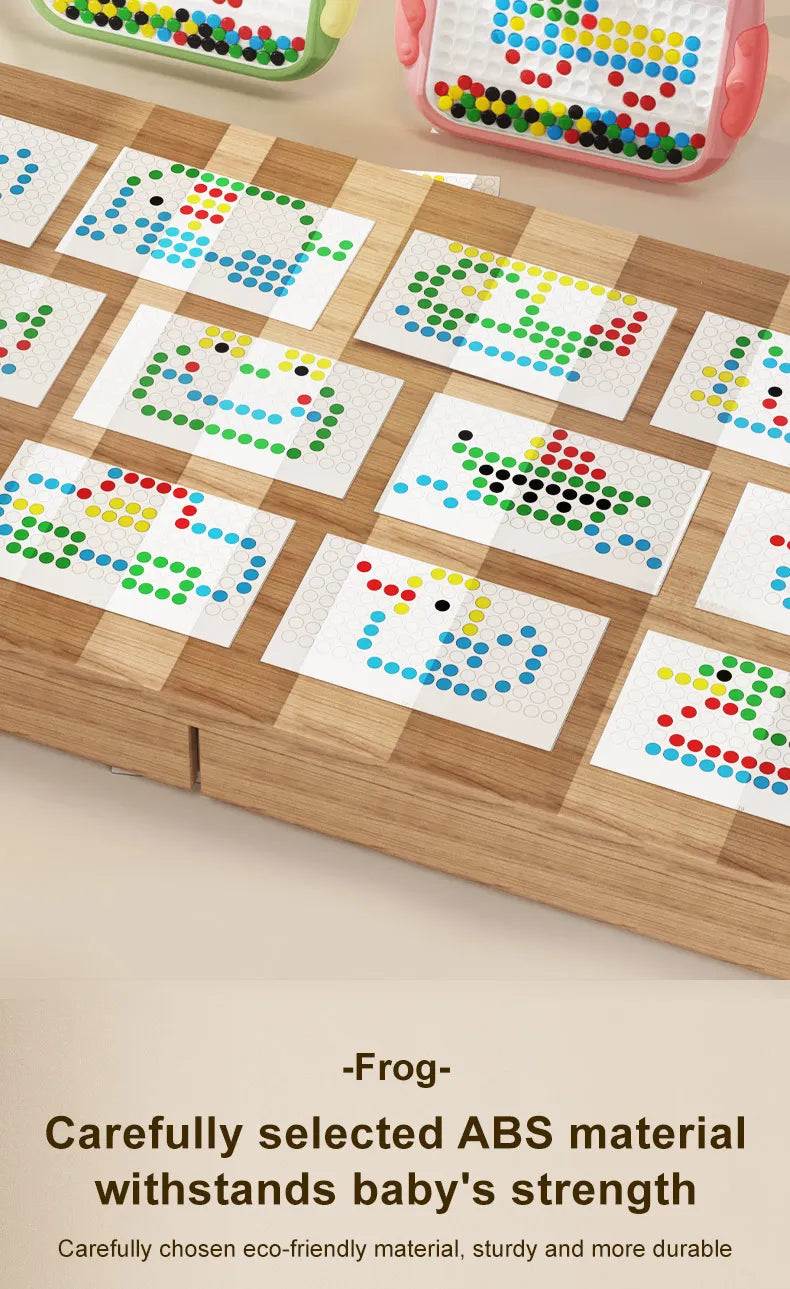 Montessori Kinder, Magnetisches Zeichenbrett, Spielzeug mit Magnetperlen und Stift, Niedliche Frösche, Großes Doodle-Brett für Kinder, Lernspielzeug