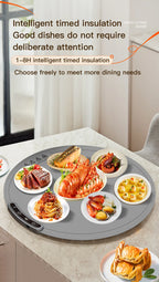 TINSOL Elektrisches Heizplatte für Lebensmittel, tragbares, zusammenklappbares Heiztablett mit 8 Temperatureinstellungen, thermostatisches Lebensmittel-Heizkissen