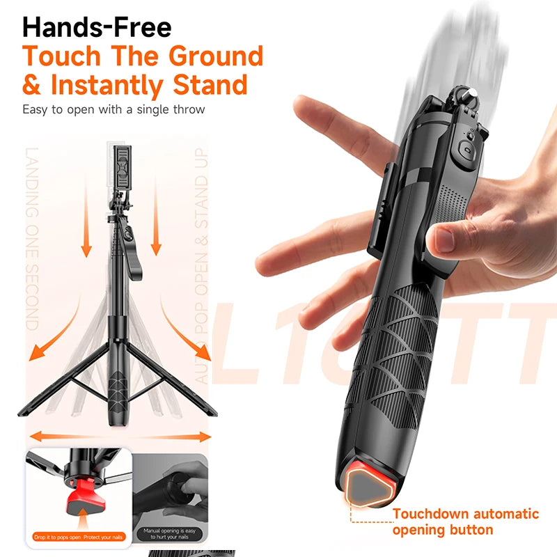 LISCN L16TT Selfie Stick Stativ – 1,8m ausfahrbar, Bluetooth, 360° drehbar | Faltbares Stativ