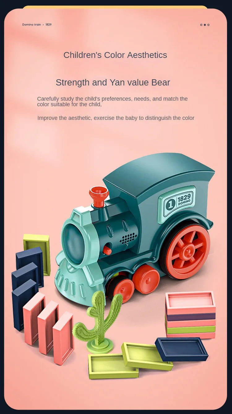 Automatische Verlegung Domino Zug Elektrische Auto Ziegel Blöcke Kits Kreative Spiele Intelligenz Pädagogisches DIY Spielzeug Kinder Geburtstag Geschenk