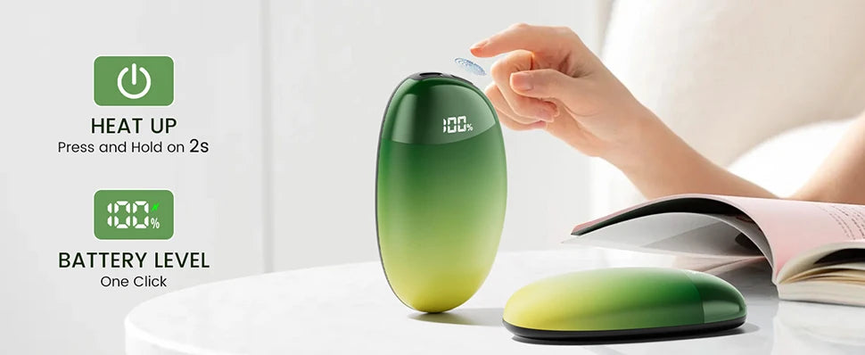 Tragbare Handwärmer, wiederaufladbar, 2 Stück, mit Display, 2-in-1 magnetische elektrische Handwärmer für Camping, Weihnachtsgeschenk