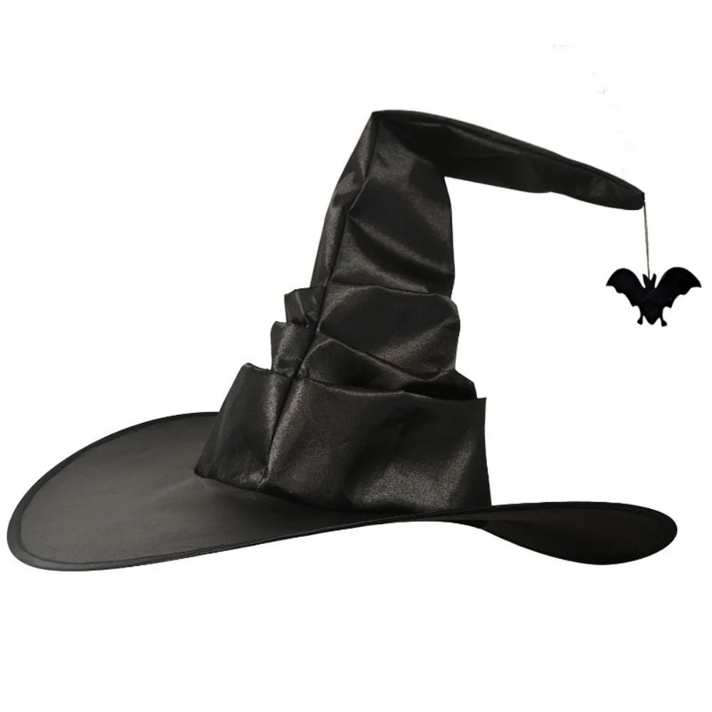 Halloween Hexenhut mit Rüschen – Schwarzer Hexen- & Zauberer-Hut für Cosplay & Party