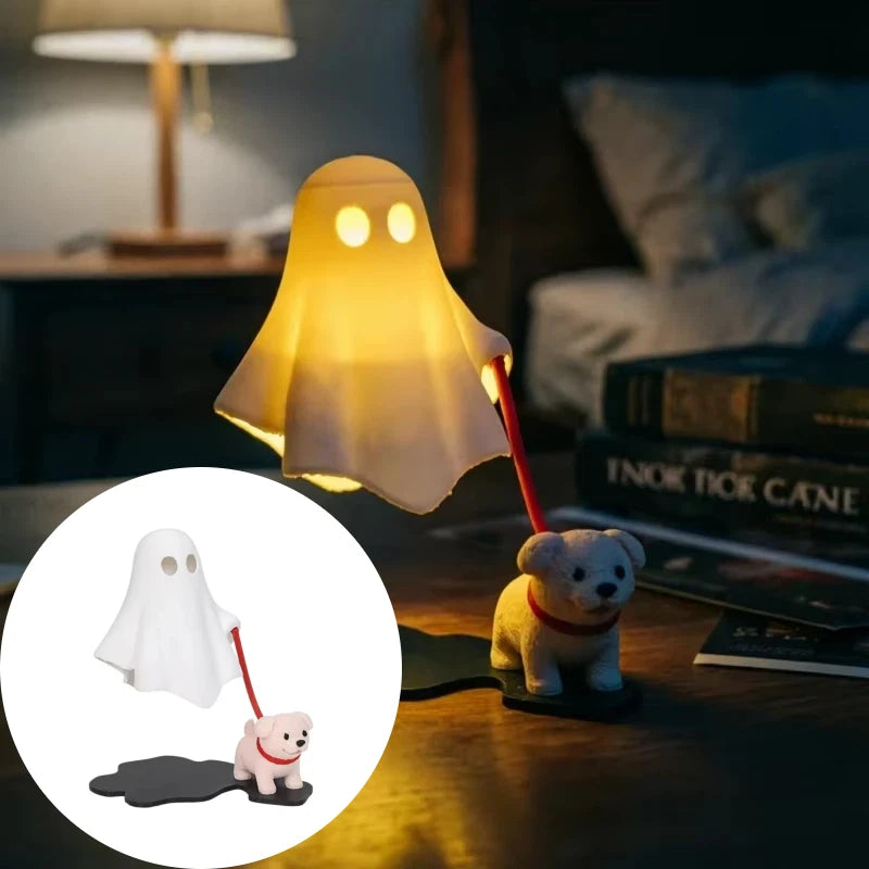 Halloween Geist-Hund-Figur in Weiß, 3D-gedruckte Tischdeko