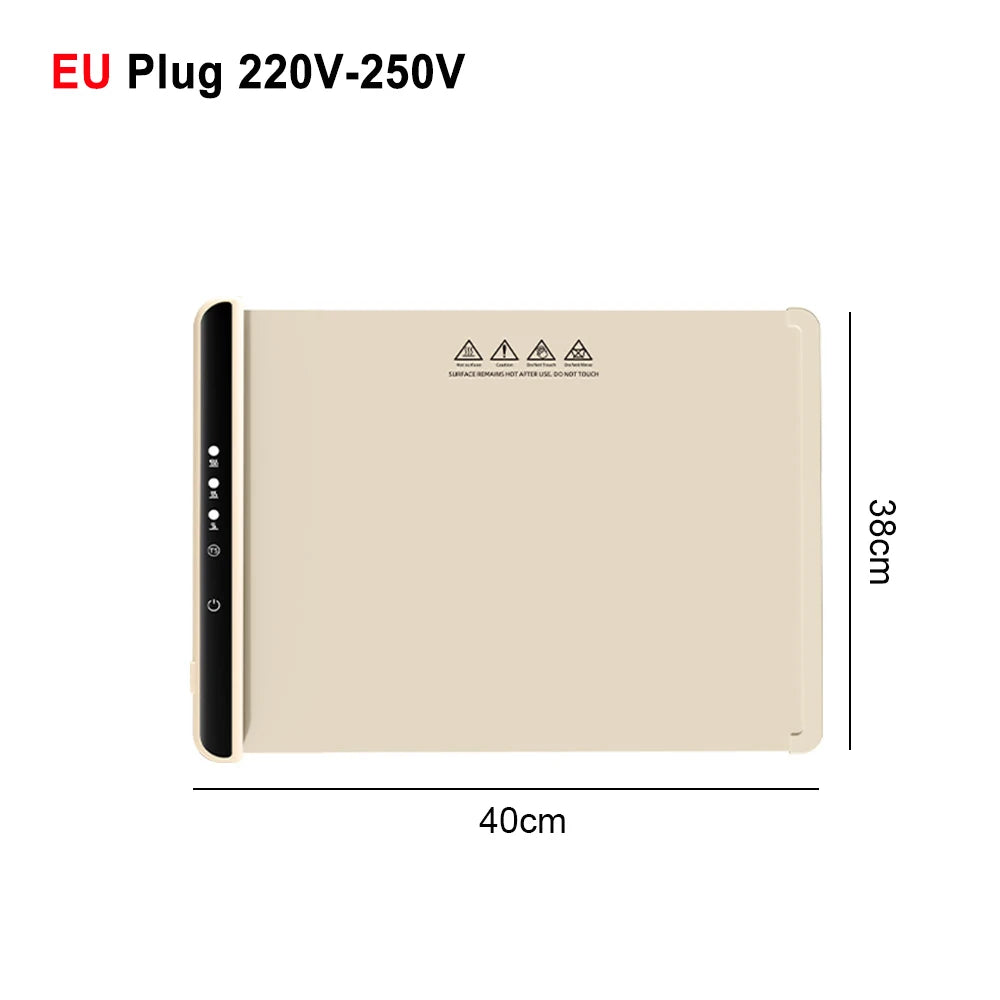 Elektrisches Wärmtablett, Speisenwärmerplatte, faltbar, tragbar, Smart Food, schnelle Erwärmematte, elektrisches Wärmtablett mit 3-Temp-Einstellung