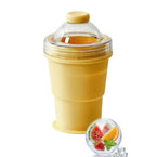 Silikon-Eiskugelbecher 2-in-1 – Faltbar, wiederverwendbar, Strohhalm-Deckel, Gelb & Blau