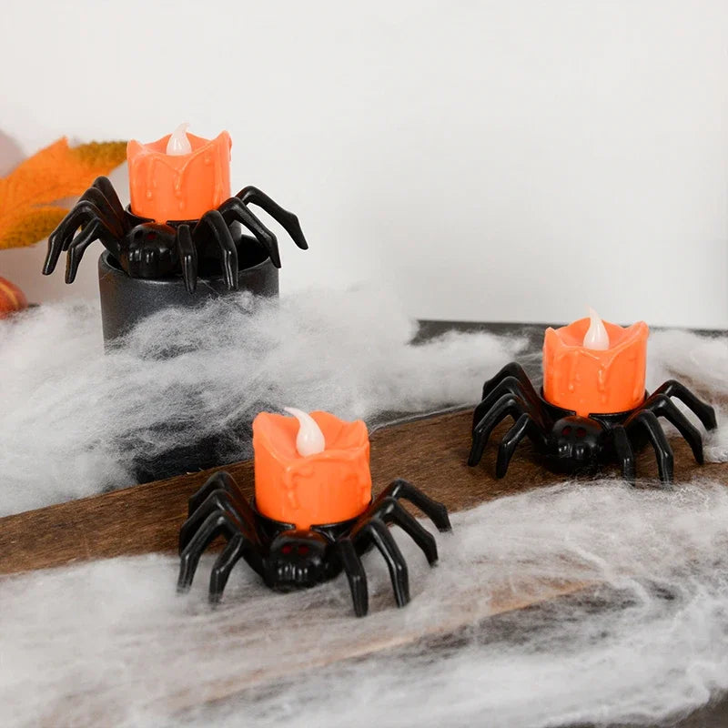 Halloween LED-Spinnenlampe – Leuchtende Kürbis-Spinnen-Kerze | 1, 3, 5, 8 oder 10 Stück