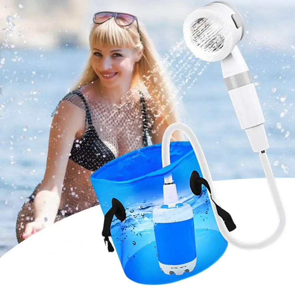 Tragbare Campingdusche – Wiederaufladbar, 4000 mAh, 60 Min. Laufzeit, 2m Schlauch | USB-C