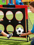 Pop-Up Fußballtor mit Zielscheibe – 122×91cm, faltbar, tragbar, Schwarz/Rot, für Kinder & Garten