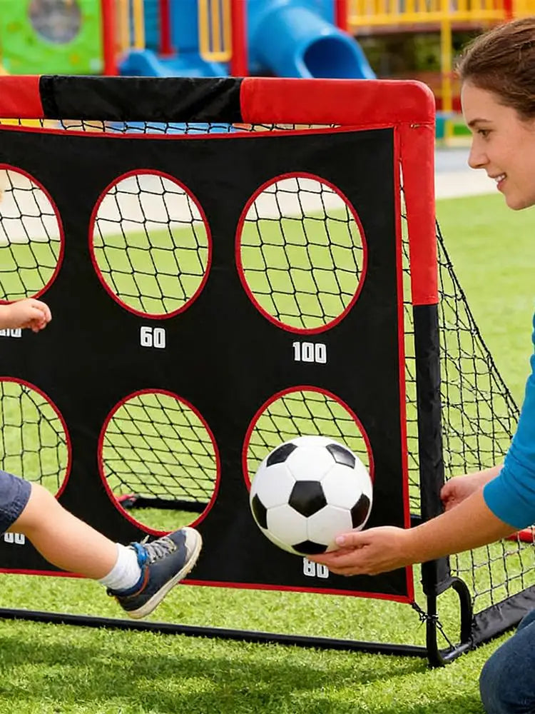 Pop-Up Fußballtor mit Zielscheibe – 122×91cm, faltbar, tragbar, Schwarz/Rot, für Kinder & Garten