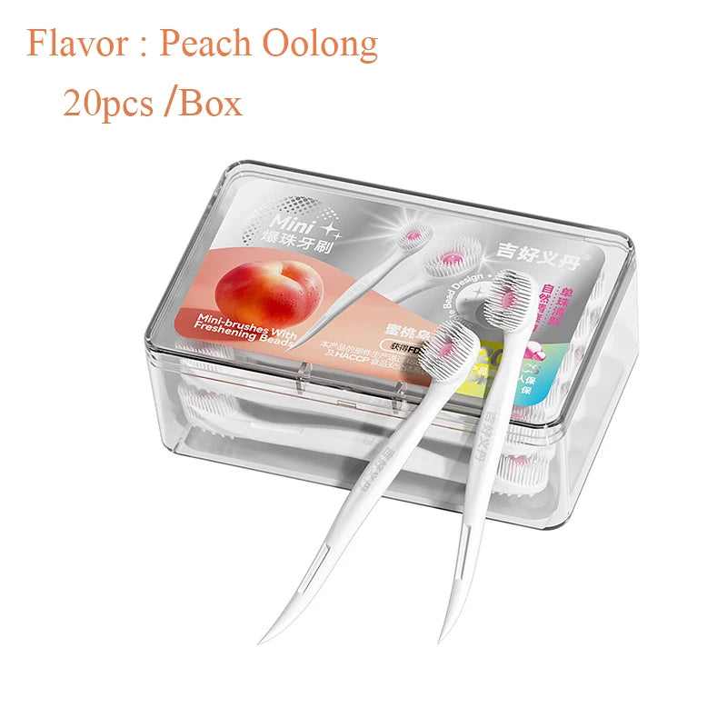 Mini-Zahnbürste mit Mund, Lufterfrischer, Perlen, Zahnstocher und Zungenschaber, 4-in-1, zum Entfernen von Mundgeruch, tragbares Mundpflege-Werkzeug, 1/20/24 Stück