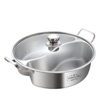 Doppelter Hot Pot aus Edelstahl 316, unterteilt, für chinesische Suppen, 32/34 cm, Induktionskochfeld