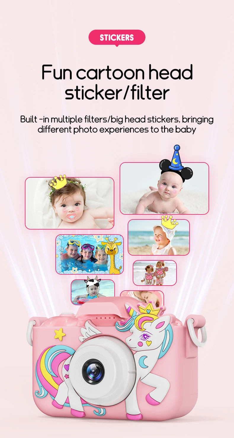 Digital Kids Cameras Toys Mini Children Camera 1080P HD, 8x Zoom Dual Camera