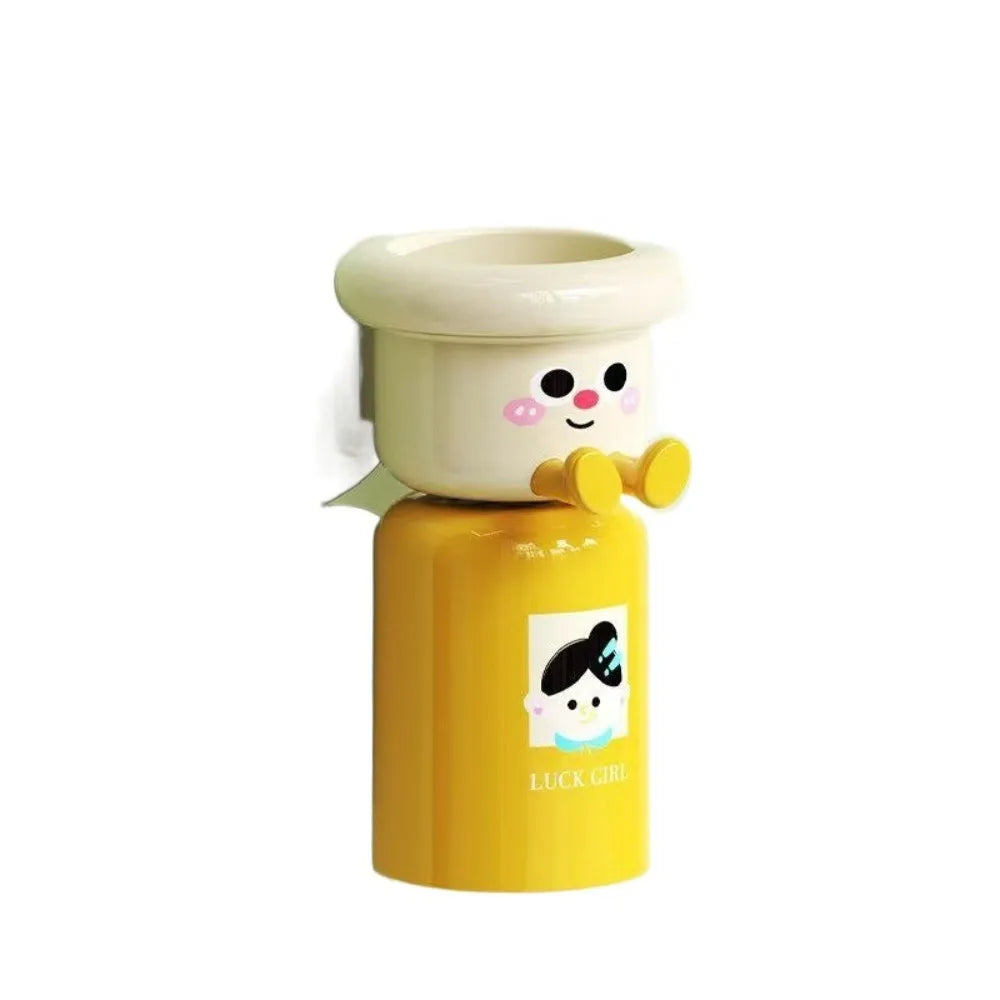 Magnetischer Zahnbürstenbecher mit Cartoon-Motiv zur Wandmontage – Aufbewahrungsständer für Zuhause, ohne Bohren, Zahnbürstenhalter für Badezimmer