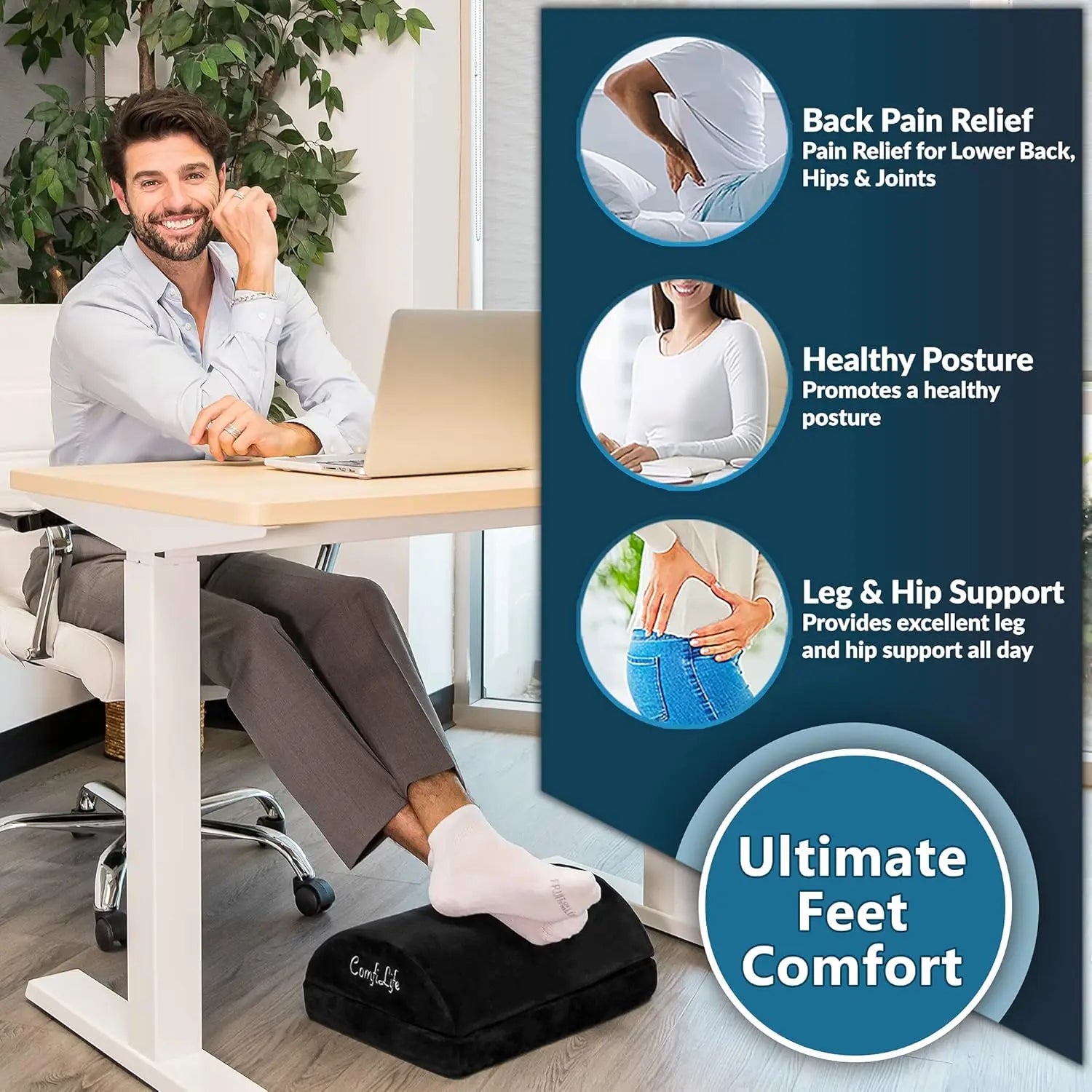 Ergonomische Fuß stütze unter dem Schreibtisch für den Büro gebrauch, höhen verstellbarer Fuß schaum aus Memory Foam unter dem Schreibtisch für Bürostuhl, Spiels tuhl