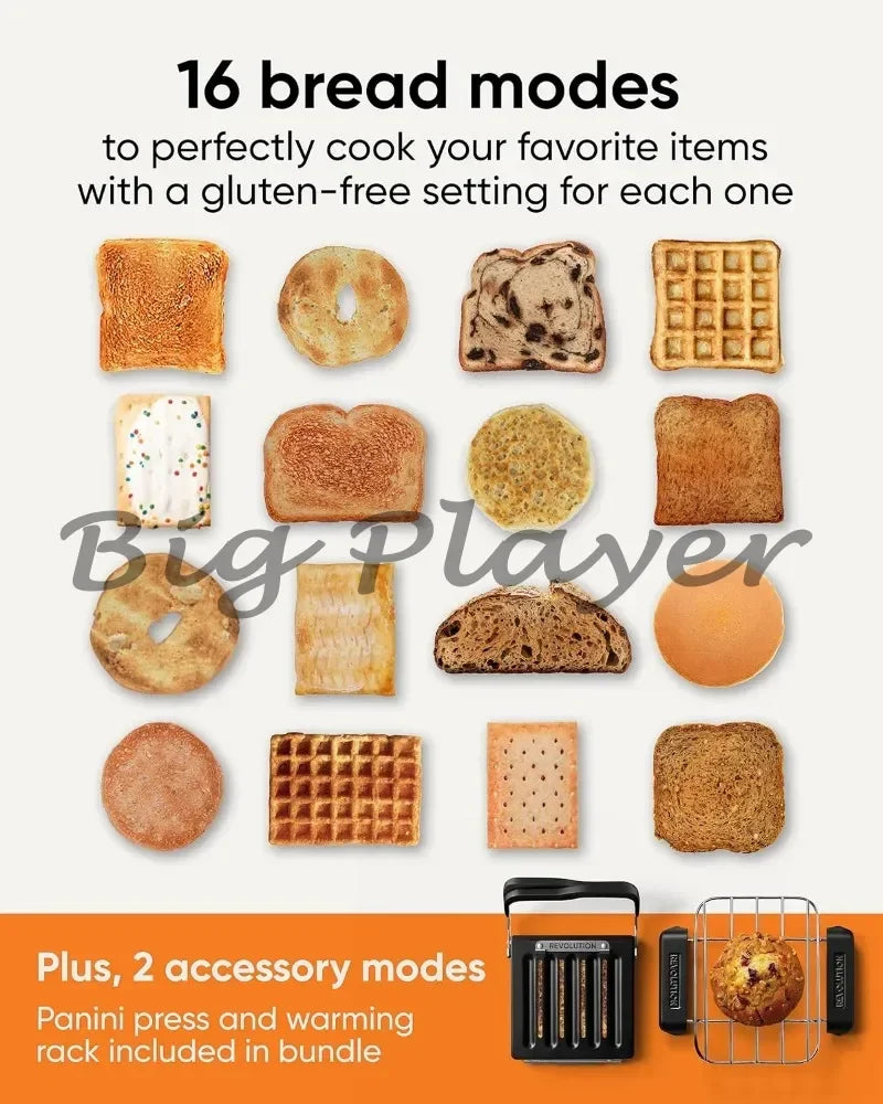 für R270 Hochgeschwindigkeits-Touchscreen-Toaster, 2-Scheiben-Smart-Toaster mit patentierter InstaGLO-Technologie, Wärmeregal und Panini P