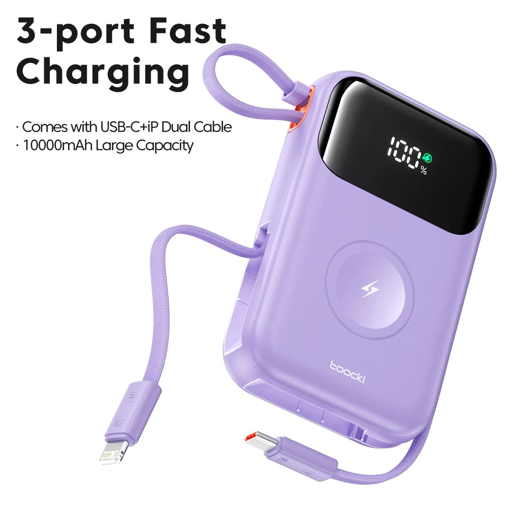 Toocki PowerBank 10000 mAh Tragbare PD 22,5 W Schnelllade-Powerbank für iPhone 16 15 14 13 12 Apple Watch Mobile Externer Akku