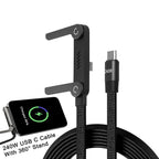 240 W Schnellladung, faltbarer Handyhalter, Datenkabel, mehrere Winkeleinstellung, stoppfreies Laden, Telefonhalter, PD-USB-Kabel