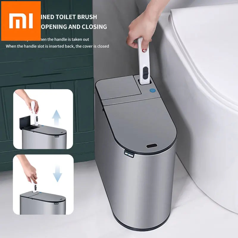 Neue Xiaomi Edelstahl Smart Mülleimer Wc Pinsel Anzug Wasserdichte Mülleimer mit Abdeckung Badezimmer Schmale Smart Sensor Eimer