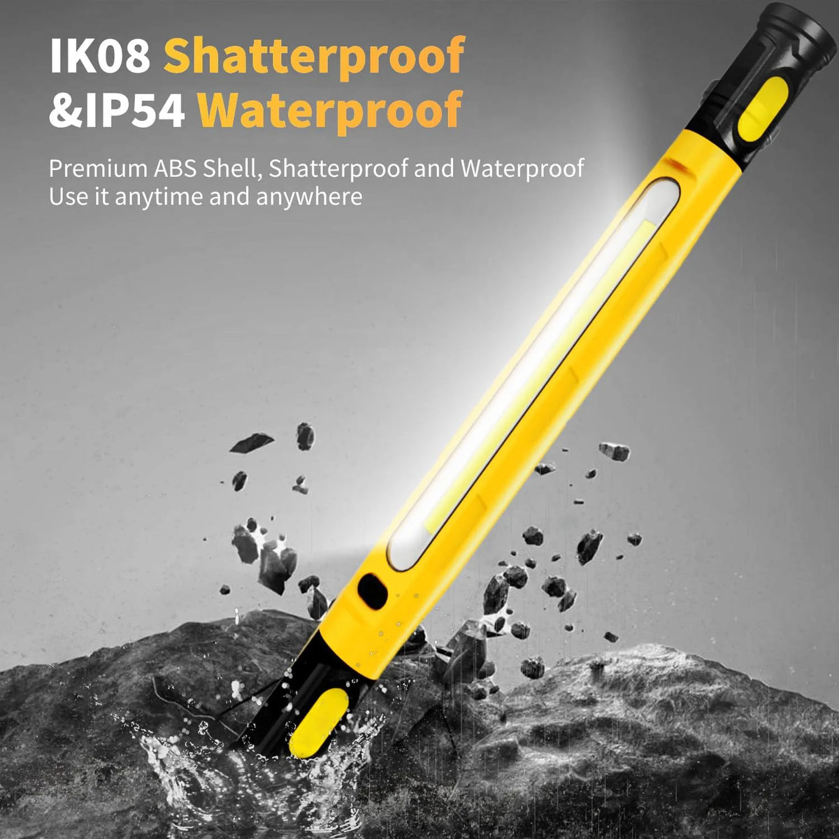 ESMARTER YH02 LED-Arbeitsleuchte – 50W COB, 3000lm, 4400mAh USB-C, Magnet & Haken, 360° | UL/CE/RoHS | Gelb & Rot