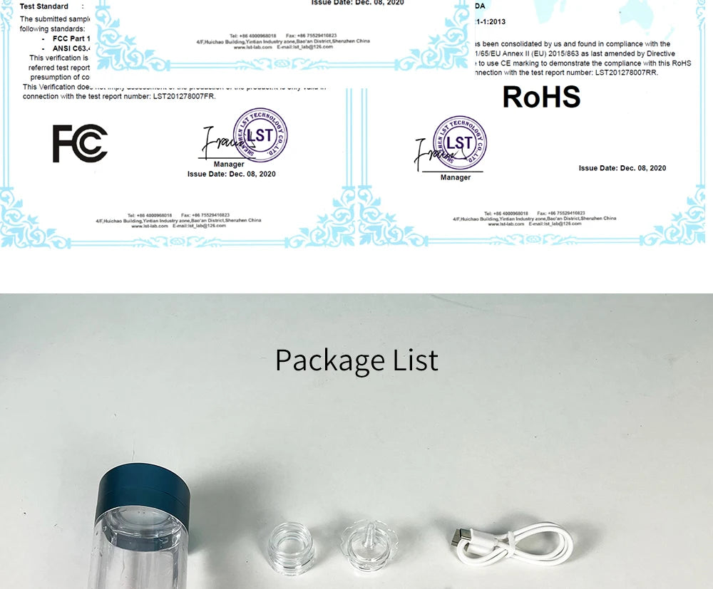 BlueVida Neue Nano-Wasserstoff-Wassergeneratorflasche der 8. Generation DuPont SPE/PEM-Wasserhydrogenator mit H2-Inhalator-Touch-Taste