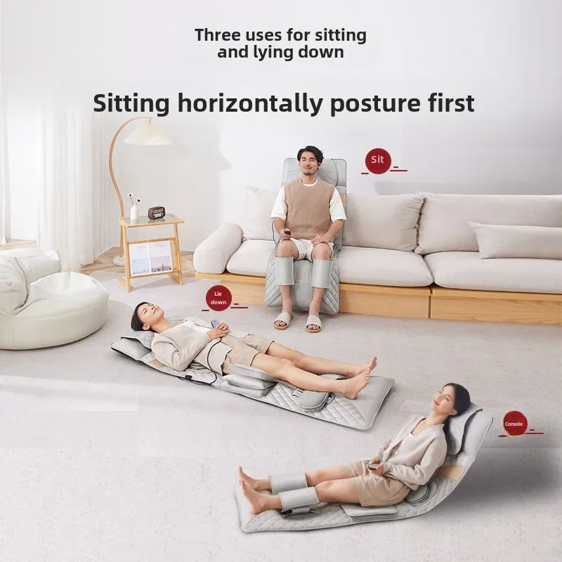 Ganzkörper-Massagematte mit Airbags, Dehnungsheizung, 3D-Entspannung der Lendenwirbelsäule, Rückenmassagegerät, PU-Leder, tragbar und tragbar