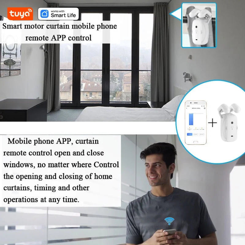 Tuya Smart Wifi Vorhangroboter (mit Gateway), Raffgardinenstange